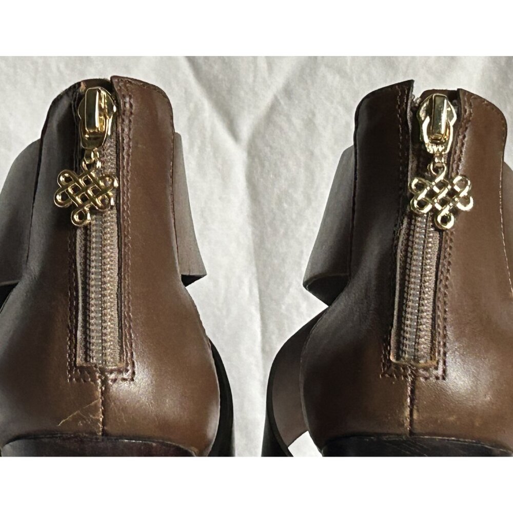 DVF Opal Cognac Leather Platform Wedge Sandals 9.5 NWOT — Pristine w/ Box - Picture 5 of 10